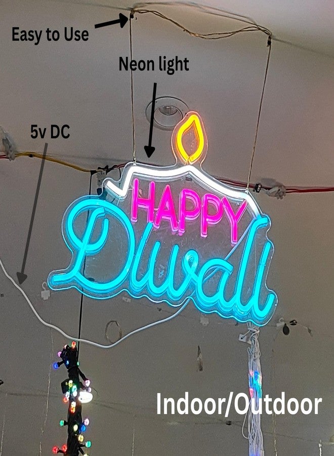 مصباح نيون LED من LastN مكتوب عليه "عيد ديوالي سعيد" - أضواء ديوالي مقاومة للماء لتزيين المنزل، مصباح جداري مضيء للمهرجانات، ديكور للحفلات والاحتفالات، للاستخدام الداخلي والخارجي، وهدية رائعة - Image 5